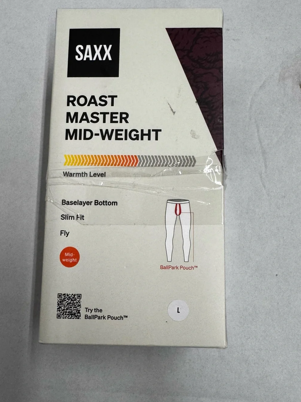 SAXX ROAST MASTER MID-WEIGHT BASELAYER BOTTOM SLIM FIT BALL PARK POUCH